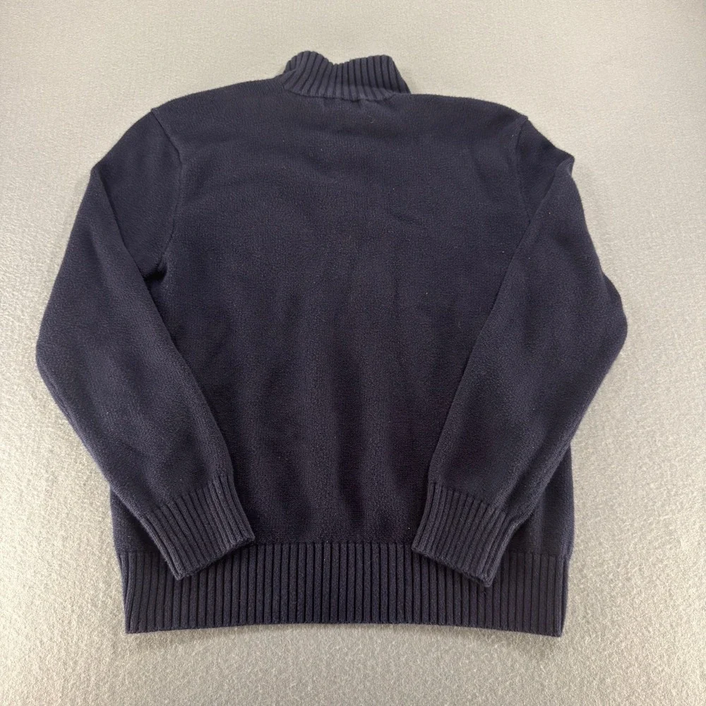 Polo Ralph Lauren Mens Navy Blue Mock Neck Button Cotton Sweater Size M